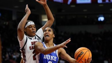 No. 3 South Carolina women hold off No. 8 Duke 81-70 for 62nd straight home win