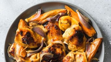 Roasted orange delivers big flavor in this smoky chicken traybake