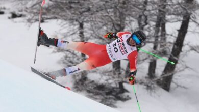 Olympic ski champion Marco Odermatt leads World Cup GS in French Alps after 1st run