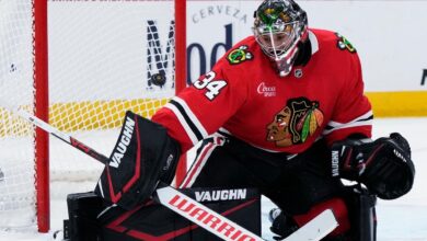 Blackhawks G Petr Mrazek expected to skate on Monday as he works his way back from a groin injury