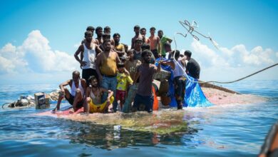 Sri Lanka’s navy rescues 102 Rohingya refugees found adrift aboard a fishing trawler