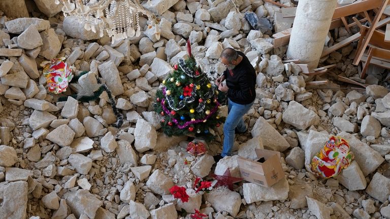 In the ruins of a bombed-out church in Lebanon, there’s now a tiny Christmas tree