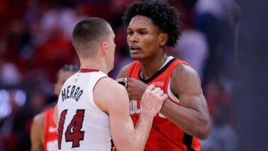 Thompson-Herro fight leads to ejections of multiple players and coaches in Heat’s victory in Houston