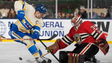 Cam Fowler scores twice as the Blues beat the Blackhawks 6-2 in the Winter Classic at Wrigley Field