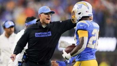 From stories to work shirts, how Jim Harbaugh’s approach has turned around the Los Angeles Chargers