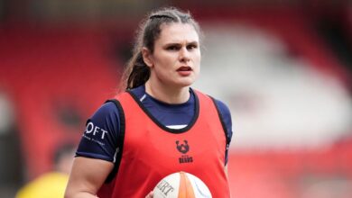 US rugby star Ilona Maher celebrates her first start for Bristol Bears with a try