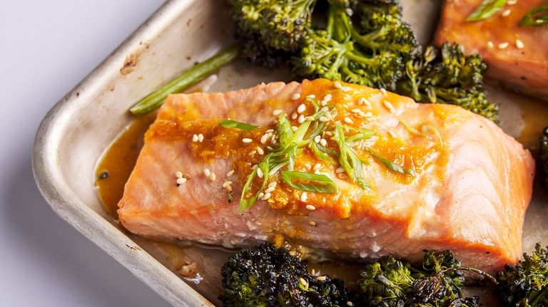 Honey, miso and soy create an umami-rich marinade for rich, meaty salmon