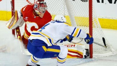 Huberdeau and Kadri’s 3-point games power the Flames to a 5-2 win over Sabres