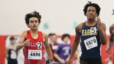 Bellport’s Vincent Pitre Jr. uses strong kick to win 600 meters at Suffolk large school boys indoor track championships