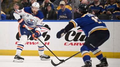 Brown scores in OT as Oilers rally to beat Blues 3-2