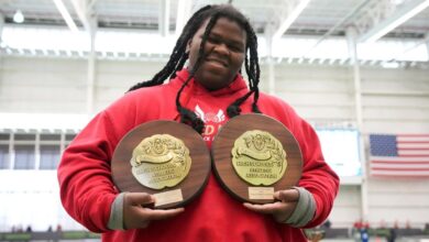 Sacred Heart’s Natalia Taylor wins shot put, weight throw, and field event MVP at CHSAA Intersectional indoor track and field championships