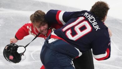 US star Matthew Tkachuk leaves the 4 Nations Face-Off game vs. Canada with a lower-body injury