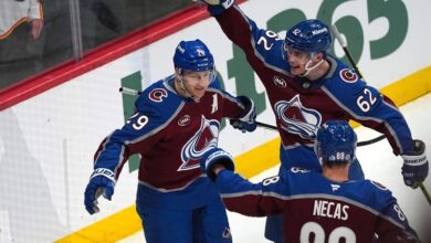 Makar and MacKinnon lead scoring spree in 7-3 win as Avalanche beat Sharks for a 12th straight time