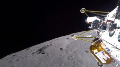 Private lunar lander is declared dead after landing sideways in a crater near the moon’s south pole