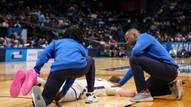 American U. leading scorer Matt Rogers injures his right knee in March Madness game