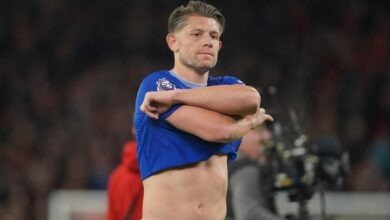 Everton says Tarkowski received online threats after dangerous challenge on Liverpool’s Mac Allister