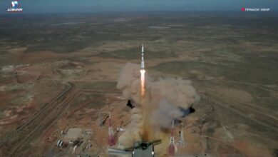 A US-Russian crew of 3 launches to the International Space Station