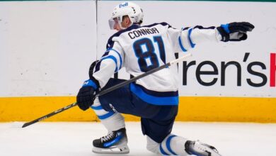 Hellebuyck gets NHL-best 8th shutout and Jets move closer to West top seed with 4-0 win at Stars